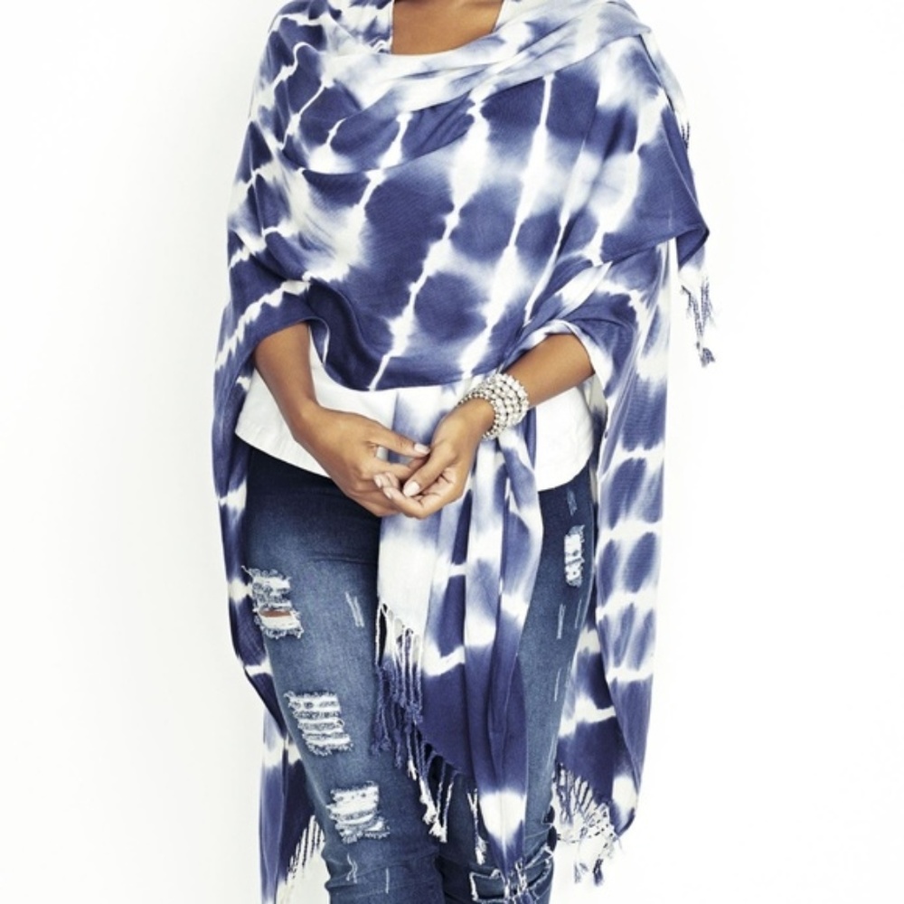 Blue Tye-Dye Cozy Big Shawl (RETIRED PRINT)